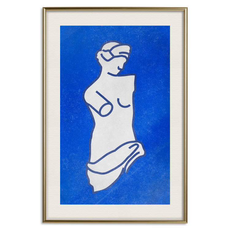 Wall Poster Blue Goddess - sketchy sculpture of a female silhouette on a blue background 134443 additionalImage 20