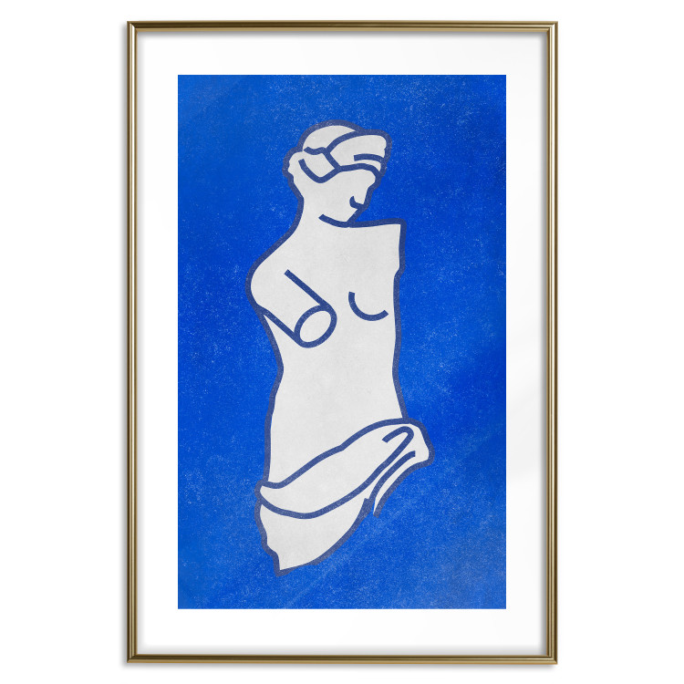Wall Poster Blue Goddess - sketchy sculpture of a female silhouette on a blue background 134443 additionalImage 16