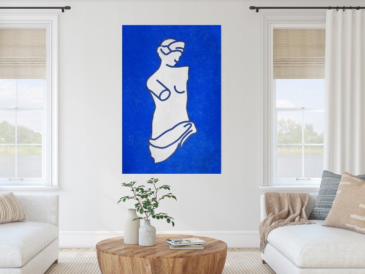 Wall Poster Blue Goddess - sketchy sculpture of a female silhouette on a blue background 134443 additionalImage 4
