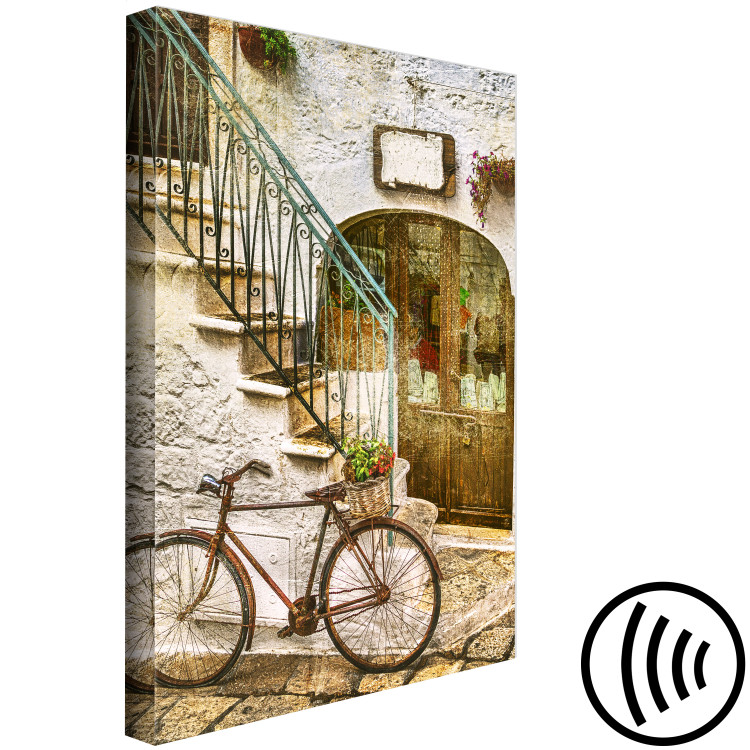 Canvas Art Print Bike on the stone stairs - photography of the Italian town 135843 additionalImage 6