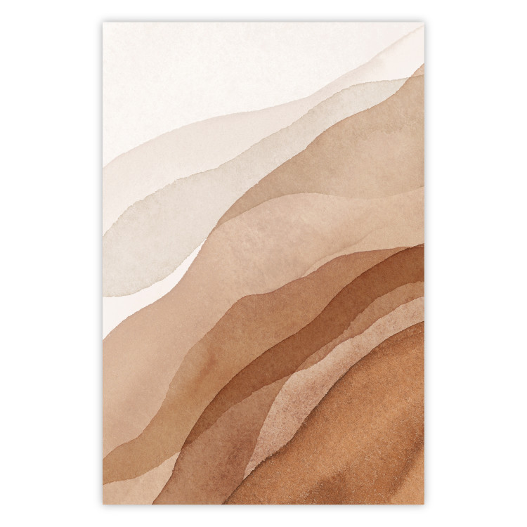 Wall Poster Descending Mist - unique abstraction in warm-toned waves 136043