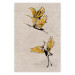 Poster Golden Geese - pattern of flying birds and beige background in scandi boho style 136543