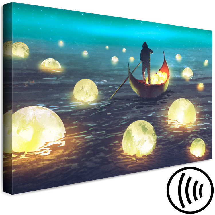 Canvas Print Cruise in the Moonlight - Abstract theme with a man in a boat 137243 additionalImage 6