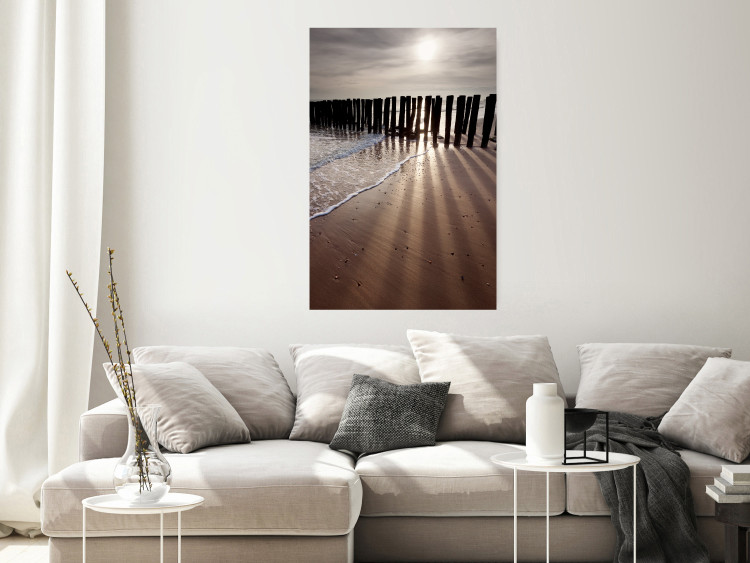 Wall Poster Light of Hope - seascape of a beach against a setting sun 138043 additionalImage 22