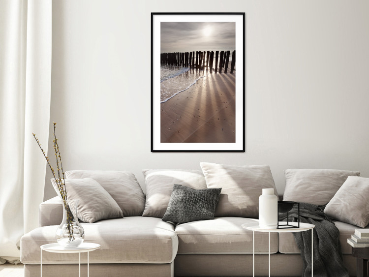Wall Poster Light of Hope - seascape of a beach against a setting sun 138043 additionalImage 27