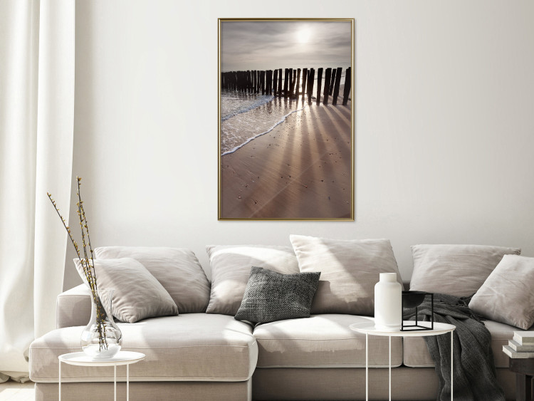 Wall Poster Light of Hope - seascape of a beach against a setting sun 138043 additionalImage 21