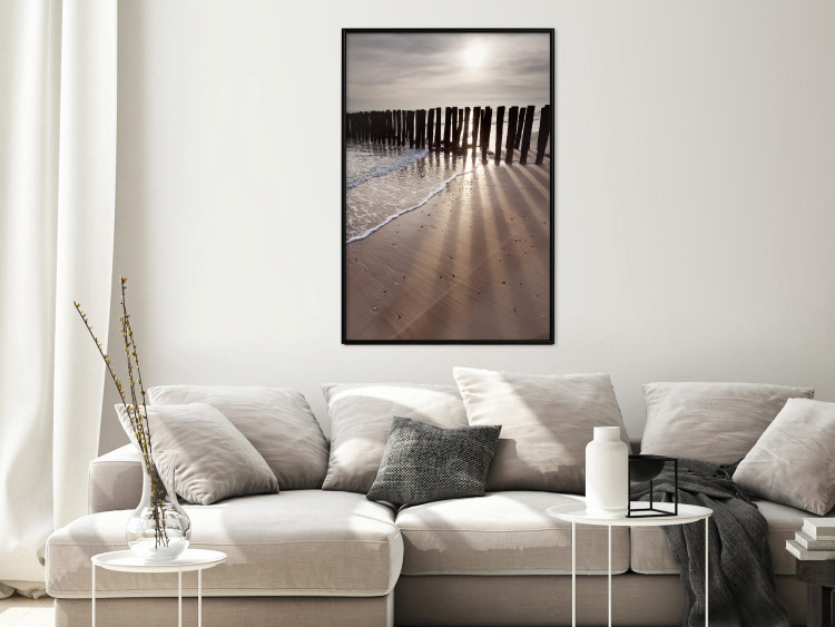 Wall Poster Light of Hope - seascape of a beach against a setting sun 138043 additionalImage 20