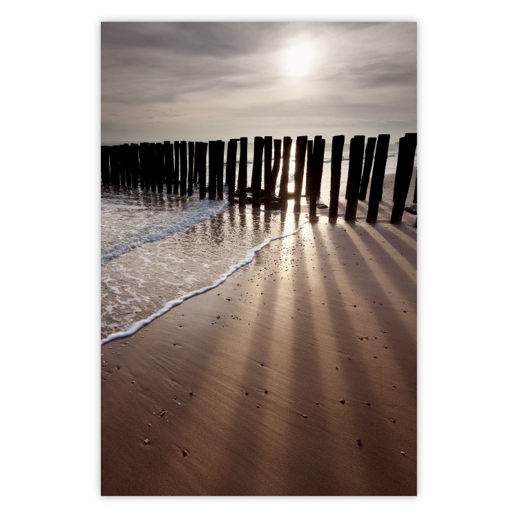 Wall Poster Light of Hope - seascape of a beach against a setting sun 138043