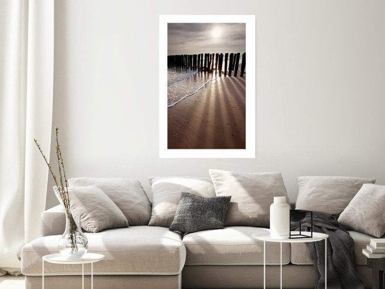 Wall Poster Light of Hope - seascape of a beach against a setting sun 138043 additionalImage 23