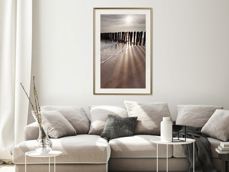Wall Poster Light of Hope - seascape of a beach against a setting sun 138043 additionalImage 26