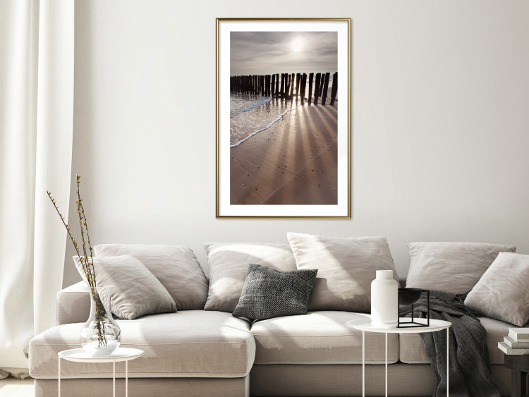 Wall Poster Light of Hope - seascape of a beach against a setting sun 138043 additionalImage 24