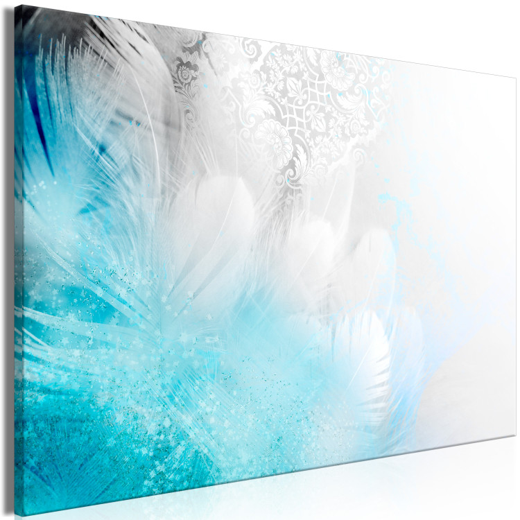 Canvas Print Feathers (1-piece) Wide - third variant - turquoise abstraction 138243 additionalImage 2