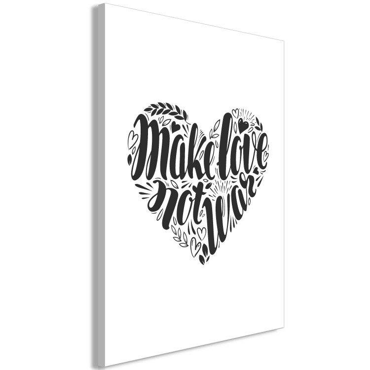 Canvas Let's Love Each Other (1-piece) Vertical - black and white heart with text 142443 additionalImage 2