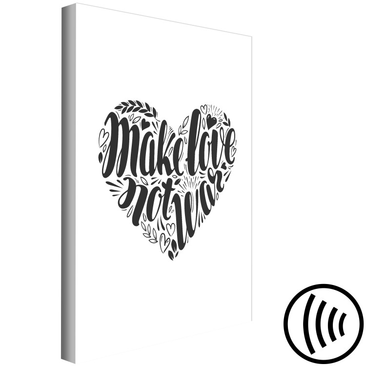 Canvas Let's Love Each Other (1-piece) Vertical - black and white heart with text 142443 additionalImage 6