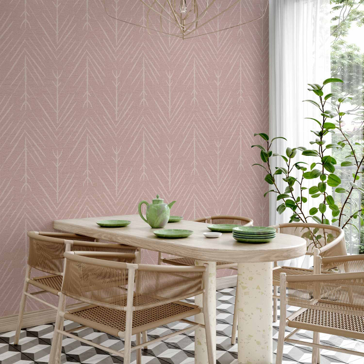 Wall Mural Abstract Shuttlecocks - Regular Pattern With Lines on Pink Fabric 145743 additionalImage 7