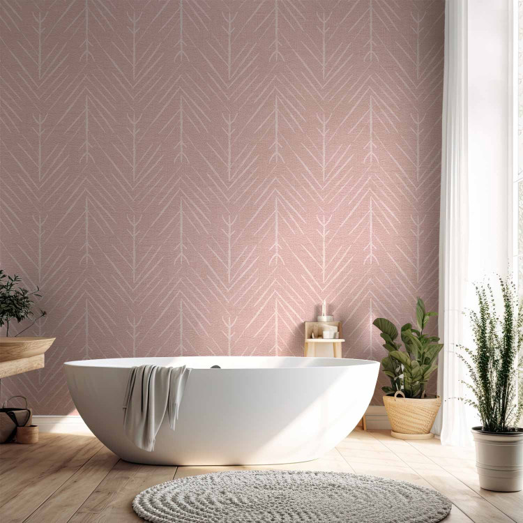 Wall Mural Abstract Shuttlecocks - Regular Pattern With Lines on Pink Fabric 145743 additionalImage 8