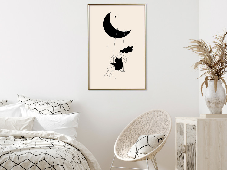Wall Poster Fun - Girl Swinging on the Moon Surrounded by Stars 146143 additionalImage 10