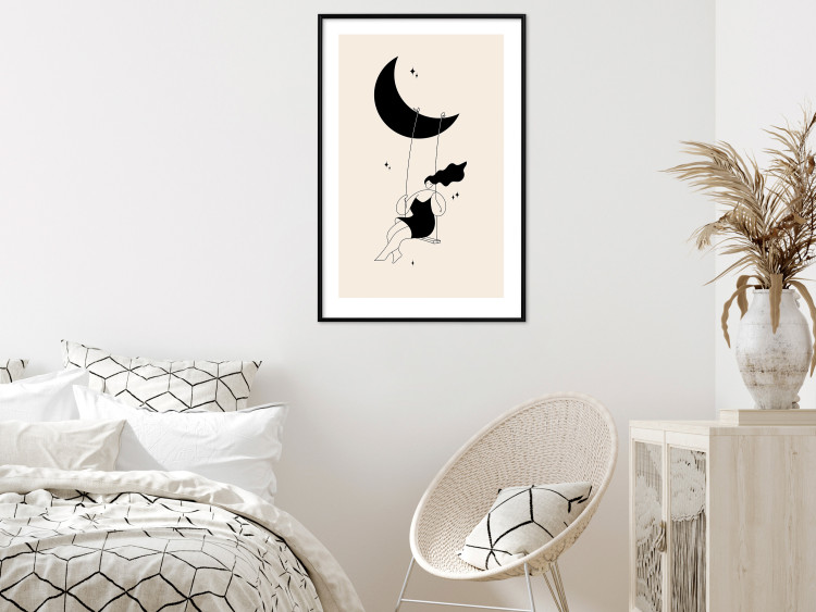 Wall Poster Fun - Girl Swinging on the Moon Surrounded by Stars 146143 additionalImage 13