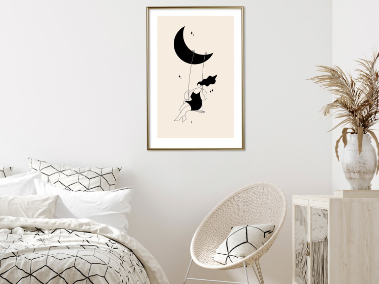 Wall Poster Fun - Girl Swinging on the Moon Surrounded by Stars 146143 additionalImage 14