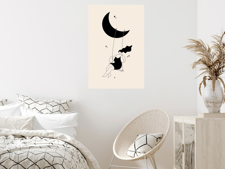 Wall Poster Fun - Girl Swinging on the Moon Surrounded by Stars 146143 additionalImage 9
