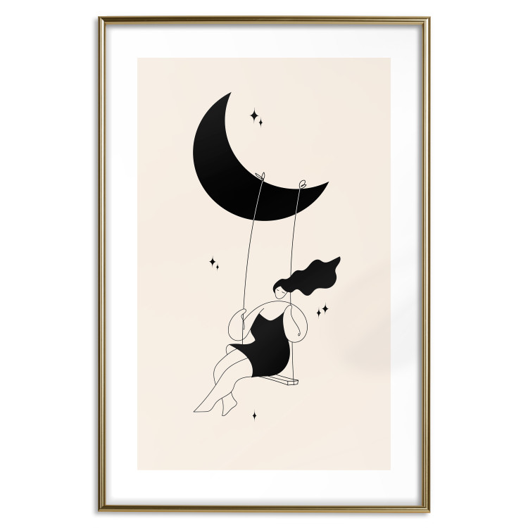 Wall Poster Fun - Girl Swinging on the Moon Surrounded by Stars 146143 additionalImage 20