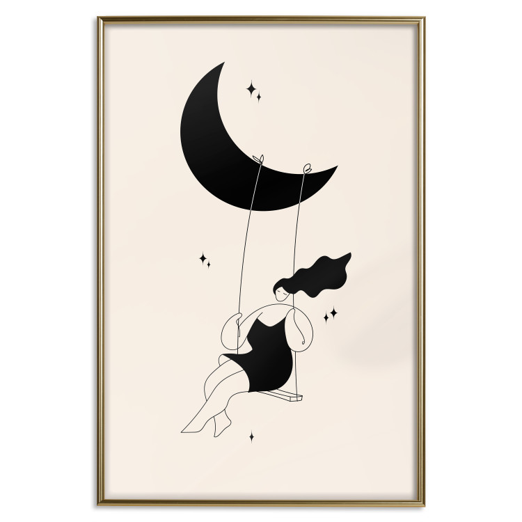 Wall Poster Fun - Girl Swinging on the Moon Surrounded by Stars 146143 additionalImage 16