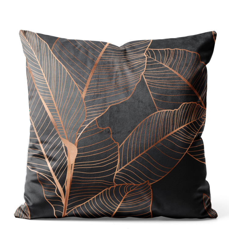 Decorative Velor Pillow Chocolate ficus - a botanical glamour composition in shades of brown 147043