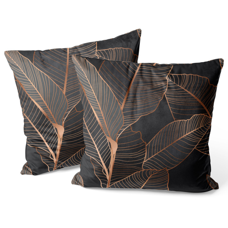 Decorative Velor Pillow Chocolate ficus - a botanical glamour composition in shades of brown 147043 additionalImage 3