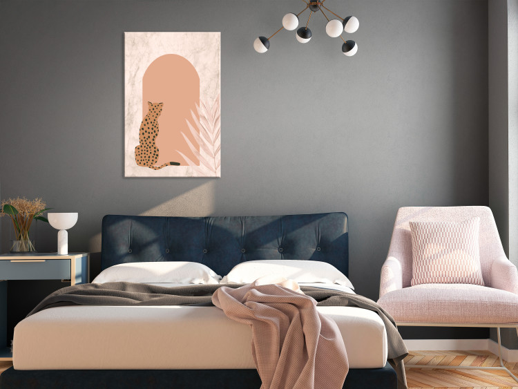 Canvas Print Sitting Cheetah (1-piece) - inverted wild cat and marble background 148843 additionalImage 3