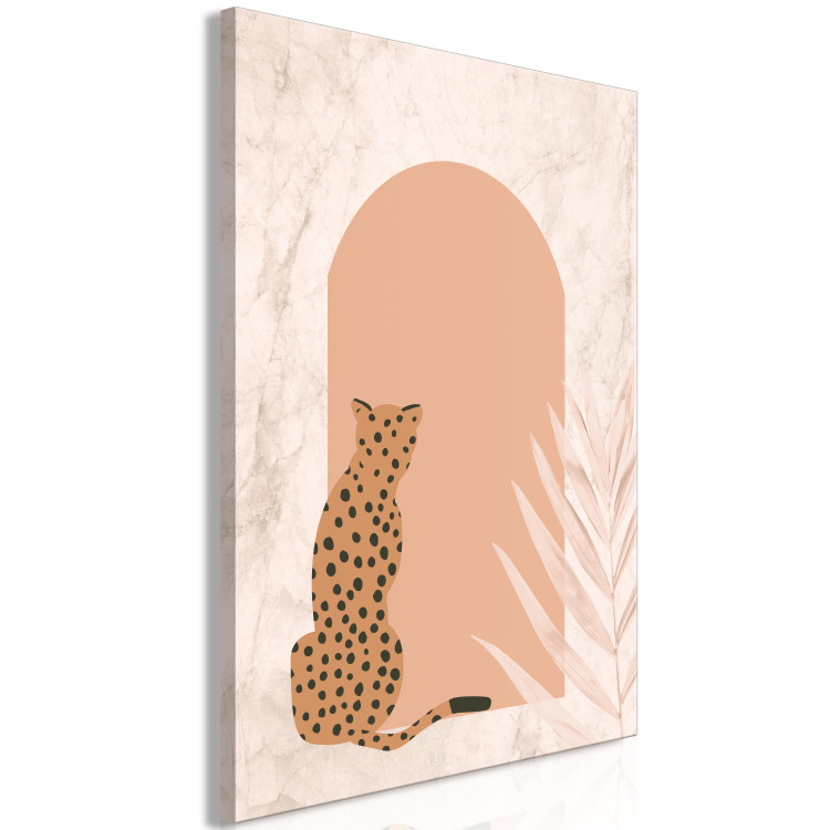 Canvas Print Sitting Cheetah (1-piece) - inverted wild cat and marble background 148843 additionalImage 2
