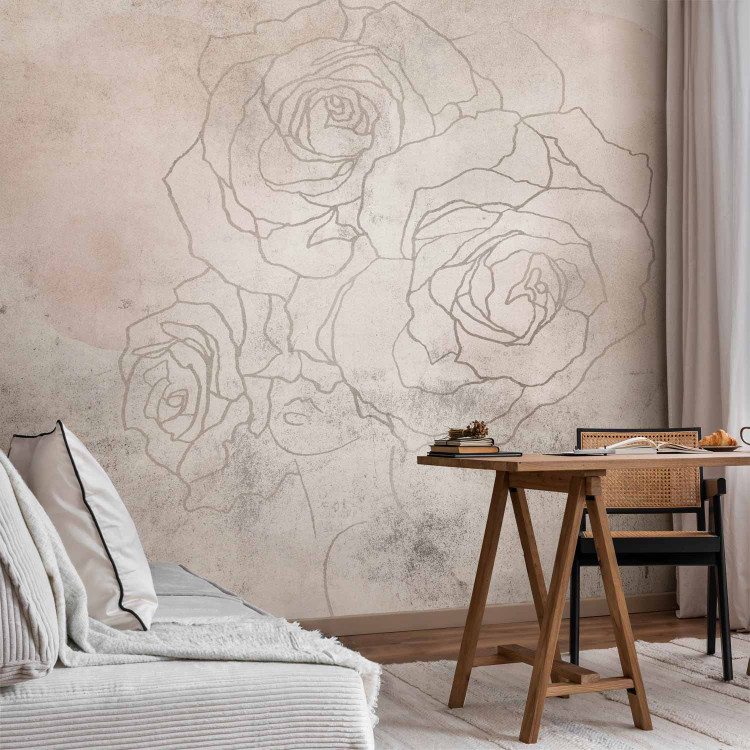 Photo Wallpaper Decorative Fresco - Artistic Wall With a Drawing of Flowers 148943 additionalImage 4