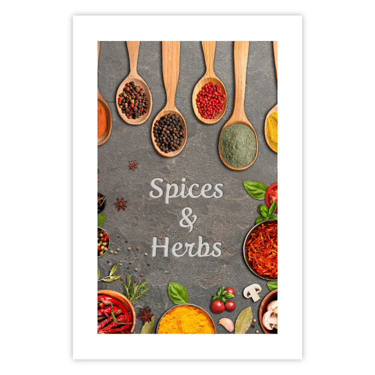 Poster Culinary Essentials - Colorful Composition of Herbs and Vegetables on a Stone Slab 149243 additionalImage 21
