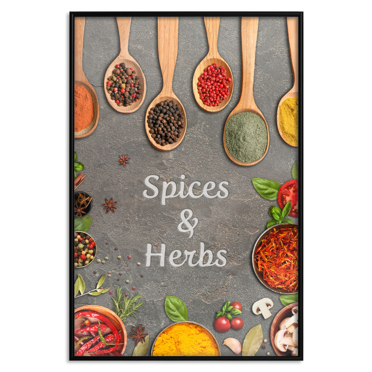 Poster Culinary Essentials - Colorful Composition of Herbs and Vegetables on a Stone Slab 149243 additionalImage 22