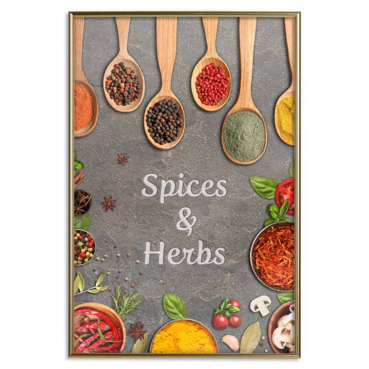 Poster Culinary Essentials - Colorful Composition of Herbs and Vegetables on a Stone Slab 149243 additionalImage 23