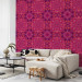 Modern Wallpaper Pink Pattern - Decorative Round Lace Pattern With Many Details 150043