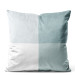 Decorative Velor Pillow Blue Squares - Geometric Composition With Different Shades 151343