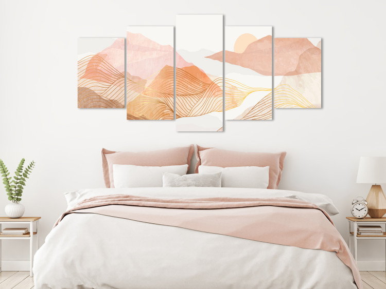 Canvas Print Subtle Landscape - Composition in Pastel Shades of Pink and Beige 151843 additionalImage 3