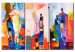 Canvas Print Pastel Figures (3-piece) - colorful abstraction with silhouettes 47143