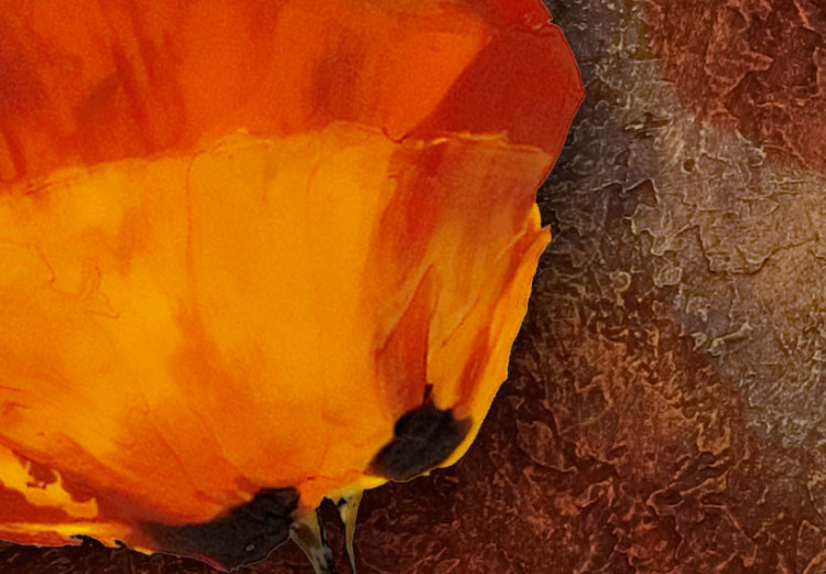 Canvas Art Print Subtle Poppies (3-piece) - Orange flowers on a brown background 48643 additionalImage 3