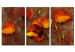 Canvas Art Print Subtle Poppies (3-piece) - Orange flowers on a brown background 48643