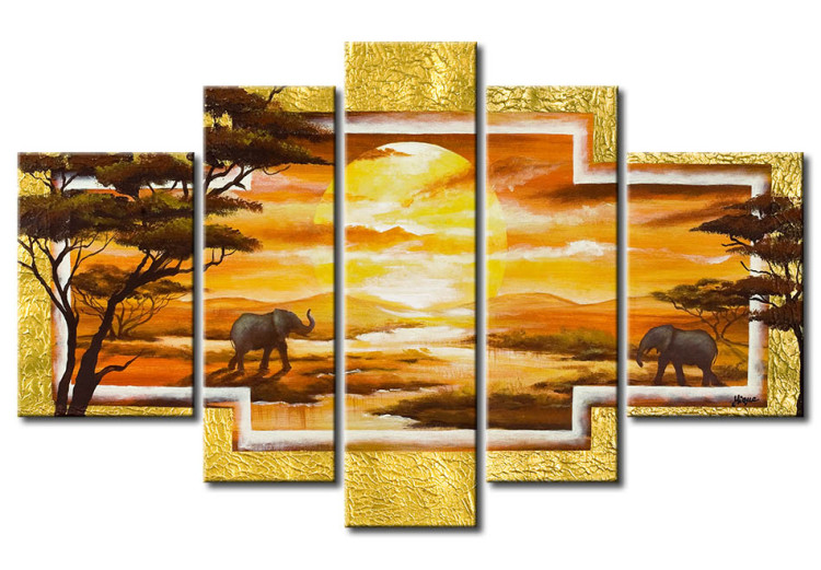 Canvas Art Print Sunset over watering hole 49643