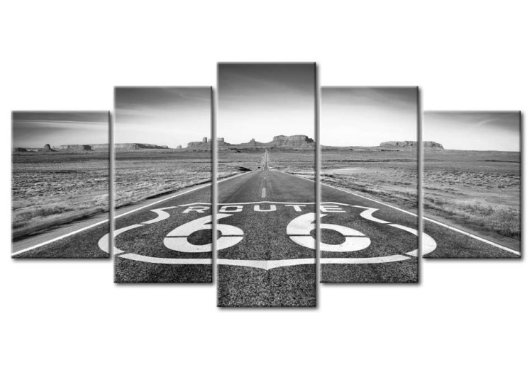 Canvas Art Print Route 66 - black and white 50443