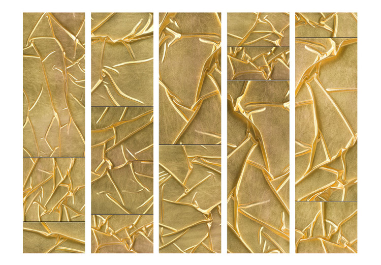 Room Divider Royal Adoration II - luxurious texture of golden fabric in gleam 95443 additionalImage 3