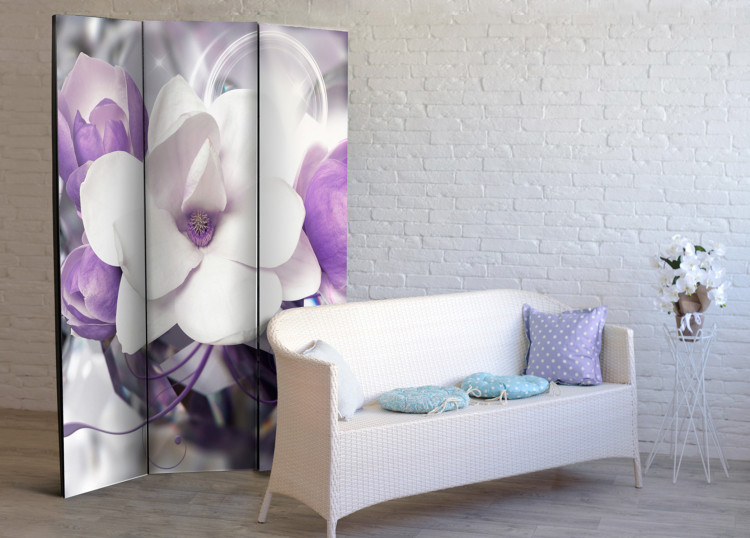 Room Divider Screen Purple Empress - magnolia flower with small purple flowers 95643 additionalImage 2