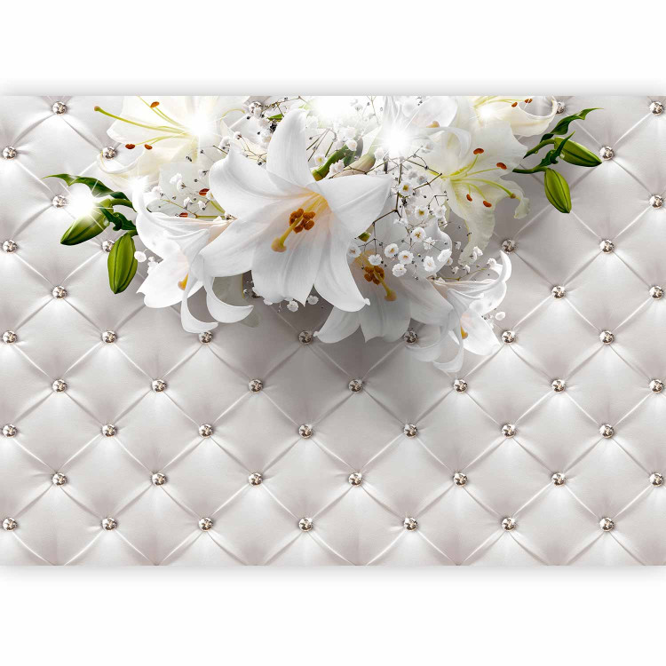 Wall Mural Sparkle of diamonds - flower motif on a quilted leather pattern background 97943 additionalImage 5