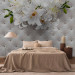 Wall Mural Sparkle of diamonds - flower motif on a quilted leather pattern background 97943 additionalThumb 2
