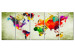 Canvas Colorful Continents (5-piece) - Designer World Map in Green 105053