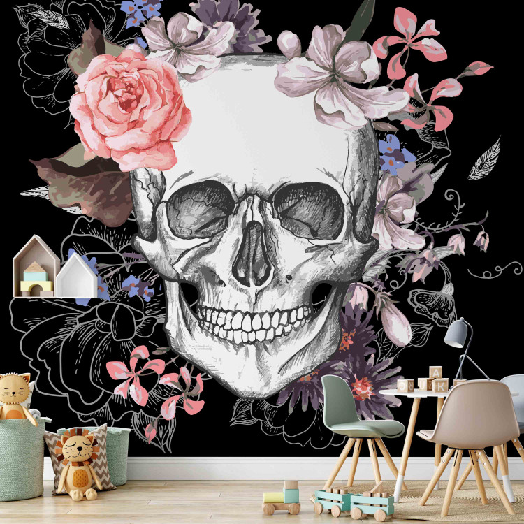 Photo Wallpaper Skull and Flowers 107853 additionalImage 6