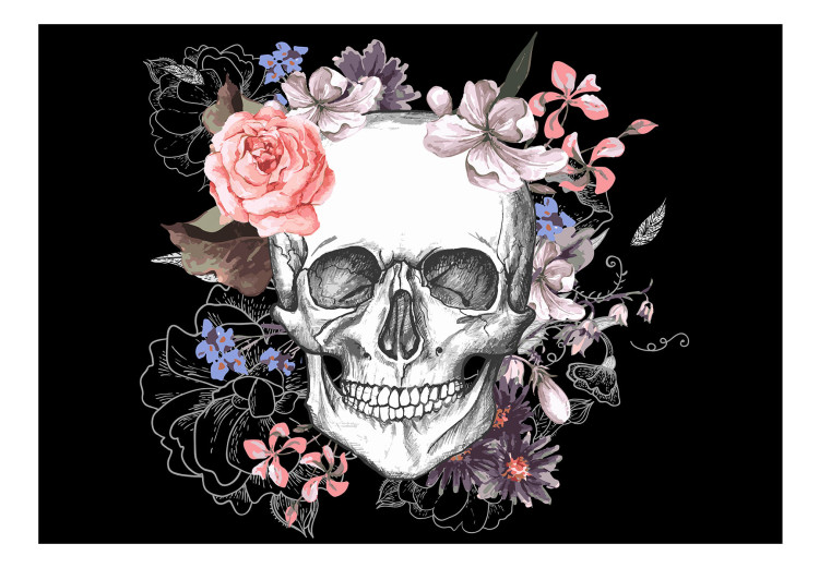 Photo Wallpaper Skull and Flowers 107853 additionalImage 1