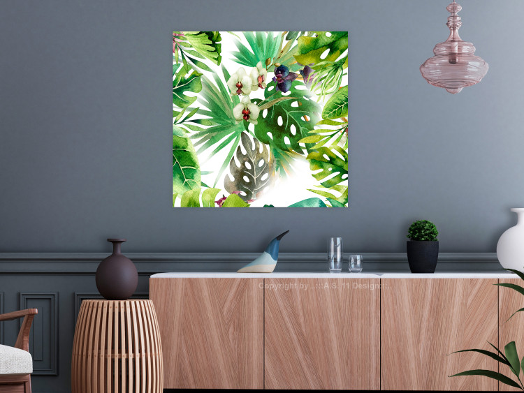 Poster Tropical shadow (square) - botanical composition with green leaves 114353 additionalImage 17